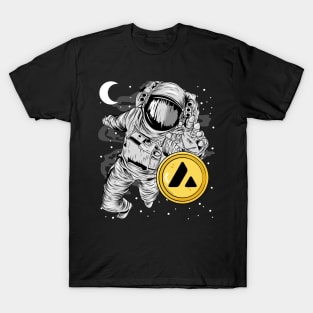 Astronaut Reaching Avalanche AVAX Coin To The Moon Crypto Token Cryptocurrency Wallet Birthday Gift For Men Women Kids T-Shirt